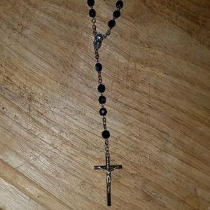 Sterling silver beaded rosary with Mary & child